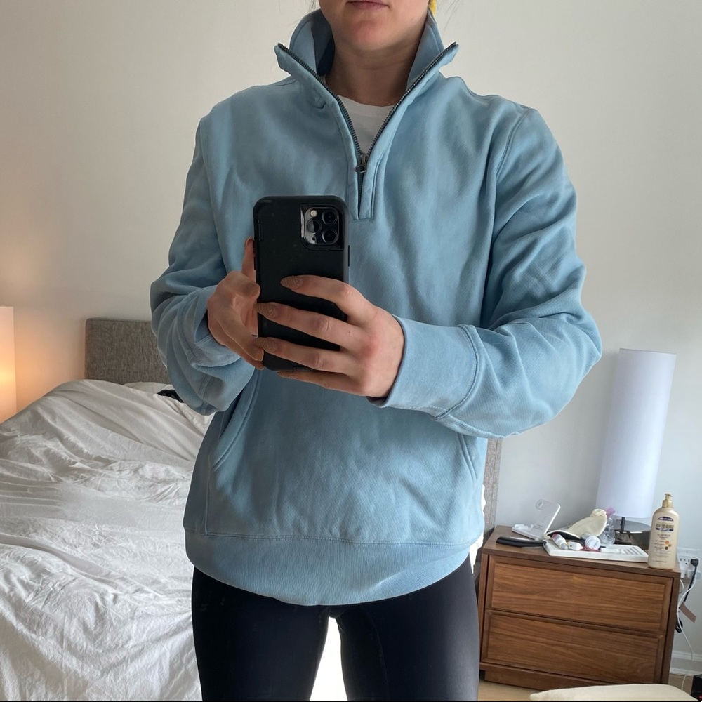 Todd Snyder x Champion midweight quarter zip in powder blue